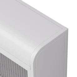 Okwish Armoire Murale 3 Portes en Verre et Métal - Meuble de Rangement Suspendu pour Cuisine et Salon, 90x16x70 cm, Blanc
