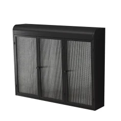 Armoire De Salle De Bains|Okwish Armoire Murale 3 Portes Salle de Bain design Moderne avec Cadre Métal Noir et Verre, Meuble de Rangement, Noir