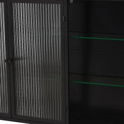 Armoire De Salle De Bains|Okwish Armoire Murale 3 Portes Salle de Bain design Moderne avec Cadre Métal Noir et Verre, Meuble de Rangement, Noir