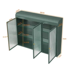 Okwish Armoire Murale 3 Portes Salle de Bain design Moderne avec Cadre Métal Vert et Verre, Meuble de Rangement, Vert foncé