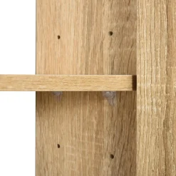 Armoire De Toilette|Homcom Armoire murale de rangement salle de bain avec porte miroir couleur bois de chêne dim. 60L x 15l x H76 cm