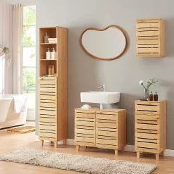 Armoire De Toilette|[En.Casa] Armoire murale de salle de bain Epind bambou 50 x 33 x 20 cm naturel