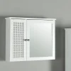 Armoire De Salle De Bains|Meuble De Salle De Bains Faible Profondeur|[En.Casa] Armoire murale de salle de bain Karlsoey avec miroir MDF PVC effet rotin 50 x 60 x 15 cm blanc en.casa