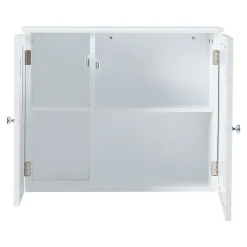 Armoire De Salle De Bains|Meuble De Salle De Bains Faible Profondeur|[En.Casa] Armoire murale de salle de bain Karlsoey avec miroir MDF PVC effet rotin 50 x 60 x 15 cm blanc en.casa