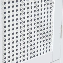 Armoire De Salle De Bains|Meuble De Salle De Bains Faible Profondeur|[En.Casa] Armoire murale de salle de bain Karlsoey avec miroir MDF PVC effet rotin 50 x 60 x 15 cm blanc en.casa