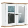 Homcom Armoire murale de salle de bain avec étagère réglable et 2 portes avec miroir en MDF - dim. 56I x 14P x 46H cm