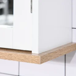 Homcom Armoire murale de salle de bain avec étagère réglable et 2 portes avec miroir en MDF - dim. 56I x 14P x 46H cm