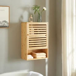 [En.Casa] Armoire murale de salle de bain Gjesdal bambou 60 x 40 x 20 cm naturel en.casa
