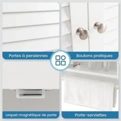 Giantex Armoire Murale de Salle de Bain avec Portes à Persiennes Porte Serviettes Armoire à Pharmacie avec étagère Réglable Blanc