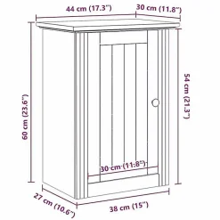 Vidaxl Armoire murale de salle de bain BODO gris 44x30x60 cm