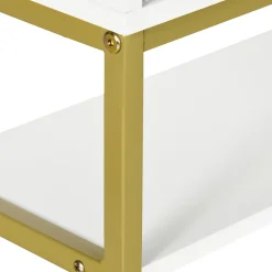 kleankin Armoire murale de salle de bain - porte, 2 étagères, 2 niches - acier doré MDF blanc