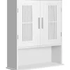 Armoire De Salle De Bains|kleankin Armoire murale de salle de bain 2 portes - étagère, niche - dim. 60 x 20 x 70 cm - blanc