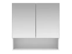 Armoire De Toilette|Vente-unique Armoire murale de salle de bain avec miroir et niche - Blanc - ZUMPA