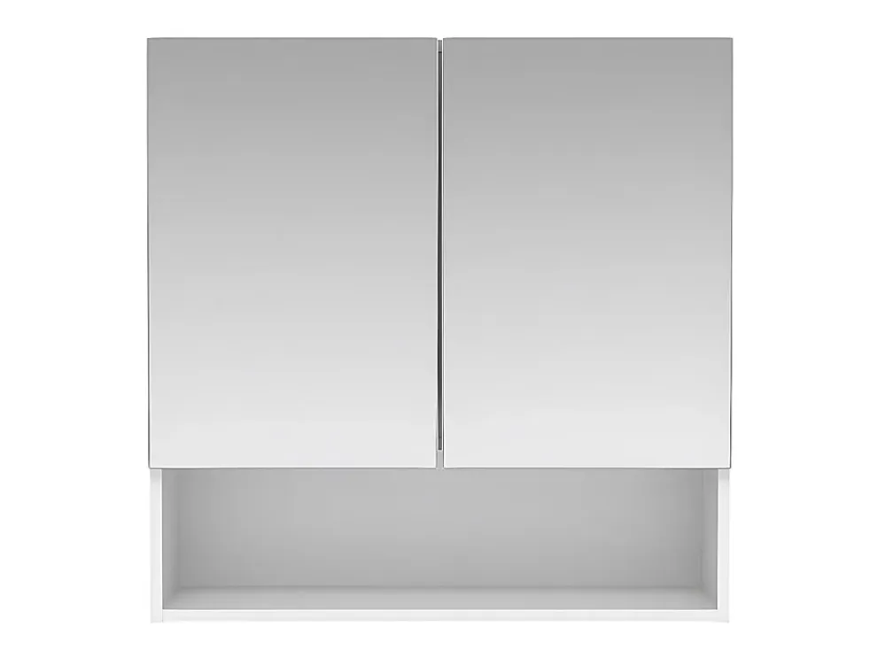 Armoire De Toilette|Vente-unique Armoire murale de salle de bain avec miroir et niche - Blanc - ZUMPA