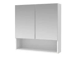 Armoire De Toilette|Vente-unique Armoire murale de salle de bain avec miroir et niche - Blanc - ZUMPA