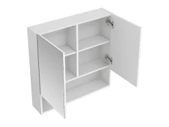 Armoire De Toilette|Vente-unique Armoire murale de salle de bain avec miroir et niche - Blanc - ZUMPA