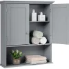 Armoire De Salle De Bains|Giantex Armoire Murale de Salle de Bains a 2 Niveaux avec Panneau Mobile Integre,Armoire a Pharmacie avec 2 Portes