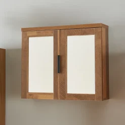 [En.Casa] Armoire murale de salle de bain Namsskogan avec miroir 50 x 60 x 15 cm effet noyer noir en.casa