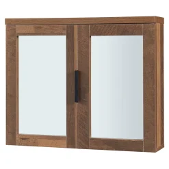 [En.Casa] Armoire murale de salle de bain Namsskogan avec miroir 50 x 60 x 15 cm effet noyer noir en.casa