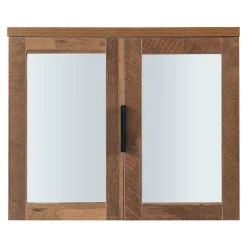 [En.Casa] Armoire murale de salle de bain Namsskogan avec miroir 50 x 60 x 15 cm effet noyer noir en.casa