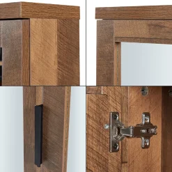 [En.Casa] Armoire murale de salle de bain Namsskogan avec miroir 50 x 60 x 15 cm effet noyer noir en.casa