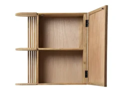 Vente-unique Armoire murale de salle de bain en teck avec miroir et niches - Coloris naturel - CIMAHI