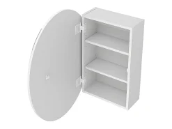Armoire De Toilette|Vente-unique Armoire murale de salle de bain ovale avec miroir - Blanc - RURI