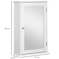 Armoire De Salle De Bains|kleankin Armoire murale de salle de bain avec miroir - armoire à glace - placard de rangement toilettes - 1 porte, 2 étagères - blanc