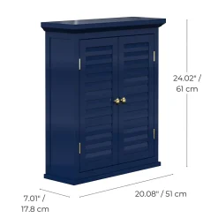 Armoire De Salle De Bains|Teamson Home Armoire murale de salle de bain en effet bois bleu avec 2 portes
