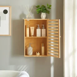[En.Casa] Armoire murale de salle de bain Järfälla bambou 55 x 37 x 16 cm naturel en.casa