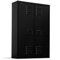 Armoire De Salle De Bains|IDMarket Armoire murale ESTER 2 portes métal noir design industriel