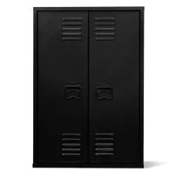 Armoire De Salle De Bains|IDMarket Armoire murale ESTER 2 portes métal noir design industriel