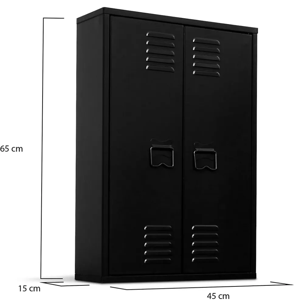 Armoire De Salle De Bains|IDMarket Armoire murale ESTER 2 portes métal noir design industriel