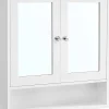 Nature Pro Armoire Murale, Meuble Salle de Bain, Placard de Rangement, Armoire Suspendue, 2 Portes-miroir et Compartiment Ouvert