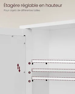 Nature Pro Armoire Murale, Meuble Salle de Bain, Placard de Rangement, Armoire Suspendue, 2 Portes-miroir et Compartiment Ouvert