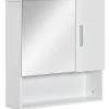 Armoire De Salle De Bains|kleankin Armoire murale miroir de salle de bain - 2 portes, étagères, niche - dim. 54L x 15,2l x 55,3H cm - MDF blanc