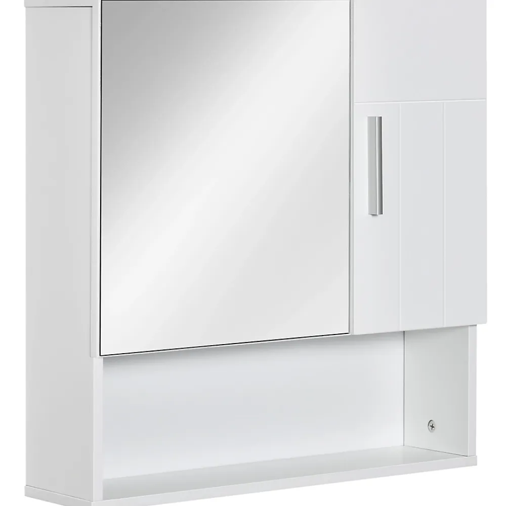 Armoire De Salle De Bains|kleankin Armoire murale miroir de salle de bain - 2 portes, étagères, niche - dim. 54L x 15,2l x 55,3H cm - MDF blanc