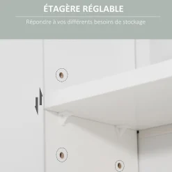 Armoire De Salle De Bains|kleankin Armoire murale miroir de salle de bain - 2 portes, étagères, niche - dim. 54L x 15,2l x 55,3H cm - MDF blanc