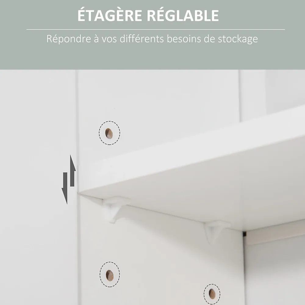 Armoire De Salle De Bains|kleankin Armoire murale miroir de salle de bain - 2 portes, étagères, niche - dim. 54L x 15,2l x 55,3H cm - MDF blanc