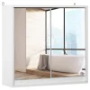 Armoire De Toilette|Homcom Armoire murale miroir salle de bain 2 étagères dim. 48L x 14l x 45H cm panneaux particules MDF blanc