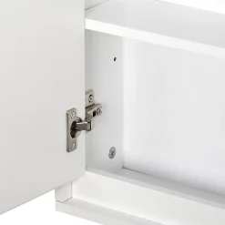 Armoire De Toilette|Homcom Armoire murale miroir salle de bain 2 étagères dim. 48L x 14l x 45H cm panneaux particules MDF blanc