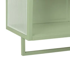 Okwish Armoire Murale Moderne avec Portes Vitrées et Porte-Serviettes, Meuble Mural avec Étagères - 60x23x78 cm - Vert, Verre+Métal