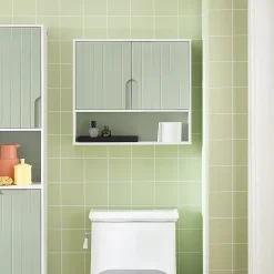 Armoire De Salle De Bains|Sobuy Armoire Murale, Placard de Rangement, avec 2 Portes, BZR140-GR,