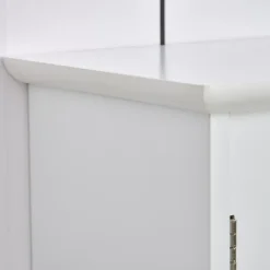 kleankin Armoire murale salle de bain armoire à glace placard de rangement toilettes 1 porte niche + étagères latérales MDF blanc