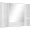 kleankin Armoire murale salle de bain avec miroir - 7 niches, étagère - 100 x 15 x 70 cm - MDF blanc