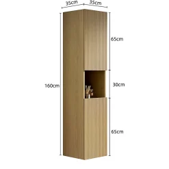 ProximaX Armoire murale salle de bain 160 cm, meuble étroit avec 2 portes et 1 compartiment ouvert, finition bois Corolla