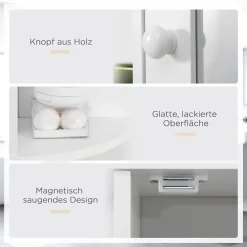 Etagère Salle De Bains|ProximaX Armoire murale salle de bain blanche avec miroir, 8 compartiments, meuble suspendu multifonction, 66 x 17 x 63 cm