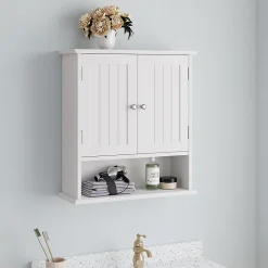 Armoire De Salle De Bains|ProximaX Armoire murale salle de bain blanche à double porte, armoire à pharmacie avec étagères réglables, multi-usage