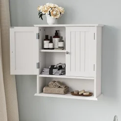 Armoire De Salle De Bains|ProximaX Armoire murale salle de bain blanche à double porte, armoire à pharmacie avec étagères réglables, multi-usage