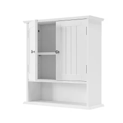 Armoire De Salle De Bains|ProximaX Armoire murale salle de bain blanche à double porte, armoire à pharmacie avec étagères réglables, multi-usage